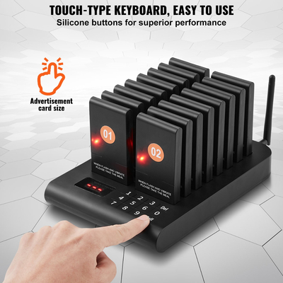 VEVOR Εστιατόριο ασύρματο σύστημα τηλεειδοποίησης 16 Call Coasters Κλήση επισκεπτών σε ουρά