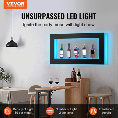 VEVOR LED Lighted Liquor Bottle Display Bar Ράφι RF &amp; App Control 48 ιντσών