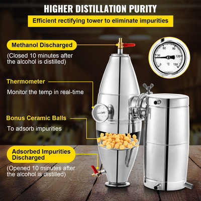 VEVOR Distiller 70L /18,5 Gal Still Κιτ αποστακτηρίου αιθέριων ελαίων Home Moonshine Still με θερμόμετρο και δοχείο ζύμωσης