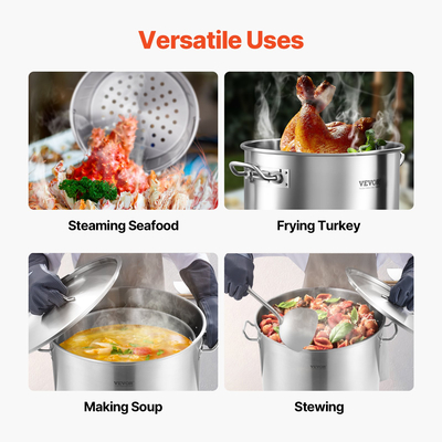 VEVOR 84QT από ανοξείδωτο ατσάλι Stockpot μαγειρικής κατσαρόλα κουζίνας με καπάκι καλαθιού