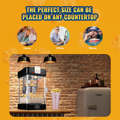 VEVOR Μηχάνημα Popcorn Popper Επιτραπέζιο Popcorn Maker 300W 2,5 Oz Μαύρο