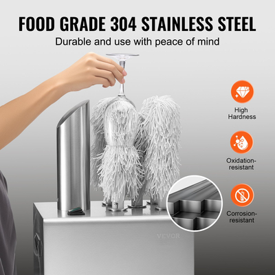 Μηχάνημα στίλβωσης ποτηριών VEVOR 5 πινέλων 330Cups/H for Bar Restaurant