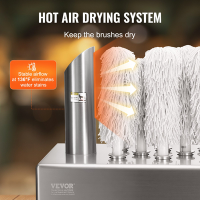 VEVOR Μηχάνημα στίλβωσης ποτηριών κρασιού 8-βούρτσες 660Cups/H for Bar Restaurant