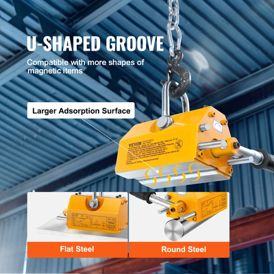 VEVOR Magnetic Lifter, 2200lbs/1000kg ικανότητα έλξης, 2,5 συντελεστής ασφαλείας, νεοδύμιο &amp; χάλυβας, μαγνήτης ανύψωσης με απελευθέρωση, μόνιμοι μαγνήτες ανύψωσης, μαγνήτης βαρέως τύπου για ανυψωτικό, γερανός καταστήματος, μπλοκ, σανίδα