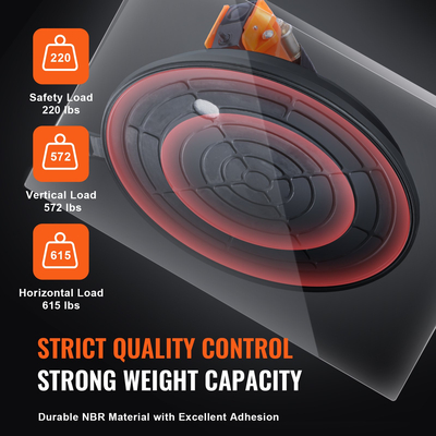 VEVOR Glass βεντούζα, 8&quot; 2 Pack χωρητικότητα φόρτωσης 615 lbs, βεντούζα κενού με ατσάλινη λαβή &amp; κουτί μεταφοράς, βαρέως τύπου βιομηχανικό εργαλείο ανύψωσης βεντούζας για γυαλί, γρανίτη, πλακάκια, μέταλλο, ανύψωση ξύλου