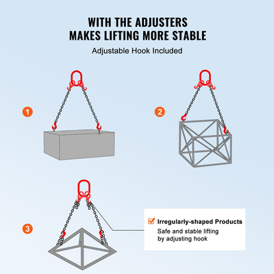 VEVOR 5/16&quot; x 6&#039; Chain Sling 2 Legs G80 Lifting Chain with Grab Hooks 6600 lbs