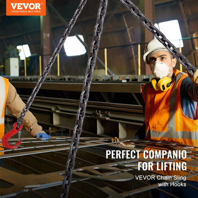 VEVOR 5/16&quot; x 10&#039; Chain Sling 4 Legs G80 Lifting Chain with Grab Hooks 11000 lbs
