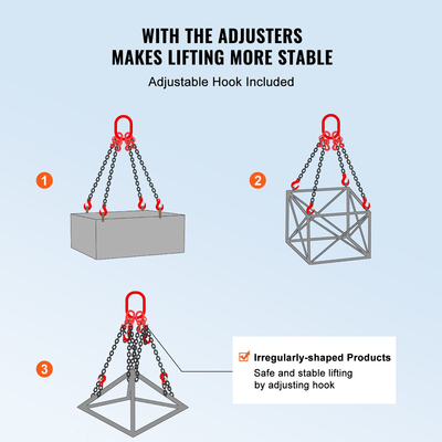 VEVOR 5/16&quot; x 10&#039; Chain Sling 4 Legs G80 Lifting Chain with Grab Hooks 11000 lbs