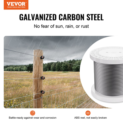 Καλώδιο VEVOR Carbon Steel 1/4&quot; 7x19 Strands Steel Wire Rode 250 ft Cable Rail