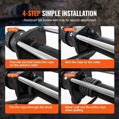 VEVOR Synthetic Winch Rope, 1/2 Inch x 92 Feet 32.000 lbs Synthetic Winch Line Cable Rope with Protective Sleeve + σφυρήλατο άγκιστρο βαρούλκου + ιμάντα έλξης, Universal εφαρμογή για SUV, μεγάλο όχημα εκτός δρόμου, φορτηγό