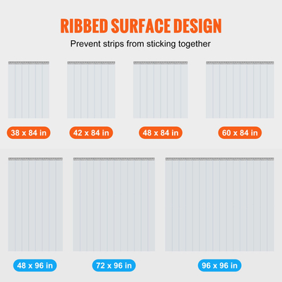 VEVOR λωρίδα Κουρτίνα PVC Κουρτίνα πόρτας 96" x 96" Cooler Freezer Clear Plastic