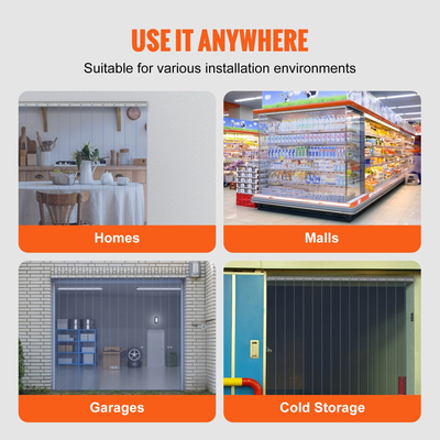 VEVOR λωρίδα Κουρτίνα PVC Κουρτίνα πόρτας 96" x 96" Cooler Freezer Clear Plastic