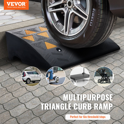 VEVOR Rubber Curb Ramp 2 Pack, 6&quot; Rise Height Heavy-Duty 33069 lbs/15 T ράμπες κατωφλίου χωρητικότητας, ράμπες οδήγησης με σταθερή δομή πλέγματος για αυτοκίνητα, αναπηρικά αμαξίδια, ποδήλατα, μοτοσικλέτες