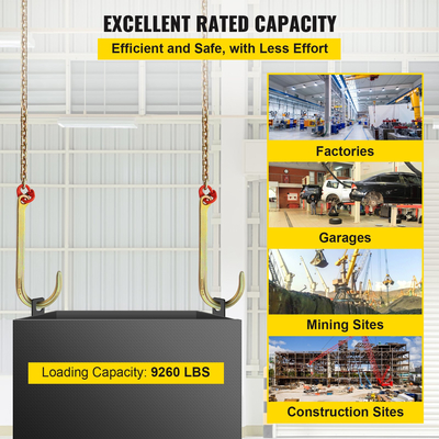 VEVOR J Hook Chain, 5/16 x 10 ft Αλυσίδα ρυμούλκησης Bridle, G80 Bridle Chain μεταφοράς, Αλυσίδα από κράμα χάλυβα με 2 γάντζους G70 J, 9260 Lbs Break Strength Tow Hooks για φορτηγά, J Hooks ιμάντες ρυμούλκησης 2 τμχ