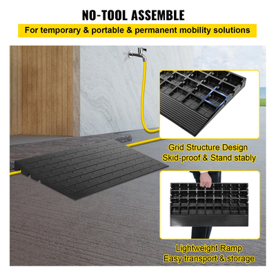 VEVOR Rubber Threshold Ramp, 2,6\&quot; Ράμπα ράμπας ανόδου, Κάλυμμα καλωδίου 3 καναλιών Rubber Solid Threshold Ramp, Καουτσούκ γωνιακή ράμπα εισόδου 2202 Lbs Χωρητικότητα φορτίου για αναπηρικό αμαξίδιο και σκούτερ