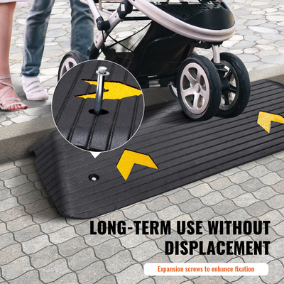 VEVOR Αναβαθμισμένη ράμπα κατωφλίου από καουτσούκ, Πόρτα ράμπας αναπηρικής πολυθρόνας 1,5&quot;, Φυσική ράμπα πεζοδρομίου Ονομαστική χωρητικότητα φορτίου 33069 lbs, αντιολισθητική υφή επιφάνεια από καουτσούκ για αναπηρική καρέκλα και σκούτερ