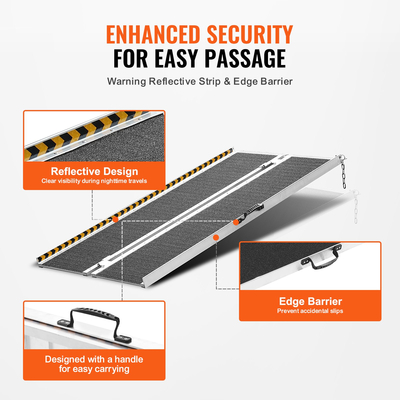 Φορητή ράμπα αναπηρικής καρέκλας VEVOR, χωρητικότητα 4 ft 800 lbs, αντιολισθητική ράμπα κατωφλίου από αλουμίνιο, αναδιπλούμενη ράμπα αναπηρικής καρέκλας για σκούτερ κινητικότητας, ράμπα αναπηρίας για σκαλοπάτια στο σπίτι, σκάλες, πόρτες, κράσπεδα