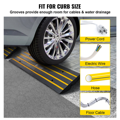 VEVOR Curb Ramp Rubber Driveway Ramp 3 Pack 2,6&quot; Rise 15T Load Threshold Ramp