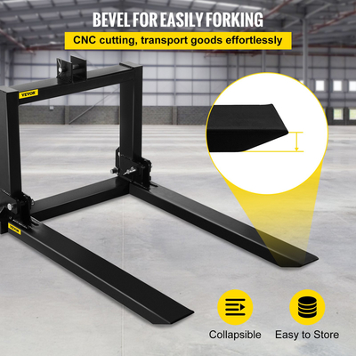 VEVOR 3 Point Hitch Pallet Fork 2000lbs, Fork Attachment for Category 1 Tractor, 25,5&#039;&#039;x22&#039;&#039;x41&#039;&#039;, Steel Tractor Heavy Equipment Attachment, for Tractor, Skid Steer Loader