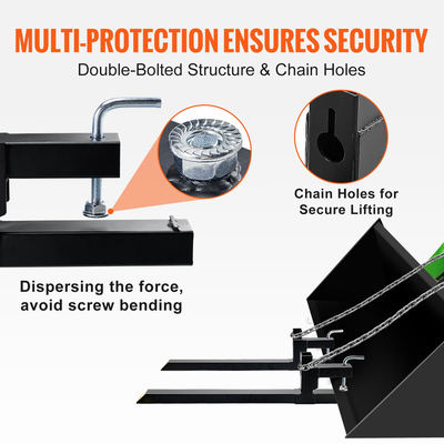 Πιρούνια παλετών VEVOR, Σφιγκτήρας χωρητικότητας 2000 lbs σε πιρούνια παλετών, πιρούνια κάδου τρακτέρ 43&quot;, Εξάρτημα μπροστινού φορτωτή βαρέως τύπου για τρακτέρ, ολίσθηση, κάδος φόρτωσης, πιρούνια τρακτέρ για γεωργία και φάρμα