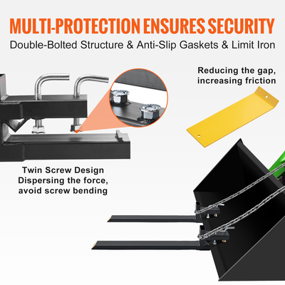 Πιρούνια παλετών VEVOR, 4000 λίβρες σφιγκτήρας χωρητικότητας σε πιρούνια παλετών, πιρούνια κάδου τρακτέρ 60", Εξάρτημα μπροστινού φορτωτή βαρέως τύπου για τρακτέρ, κάδος φορτωτή, ολισθηρό τιμόνι, πιρούνια τρακτέρ για τη γεωργία και τη φάρμα