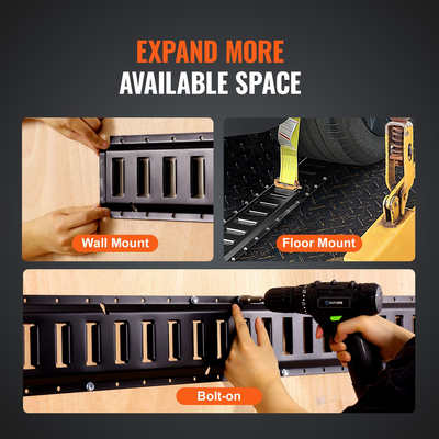 VEVOR E Track Tie Down Rail Kit, 5&#039; Steel Rails, 4 Pack, Secure Cargo &amp; Heavy Loads έως 2000 lbs, Heavy Duty Etrack Rails με βίδες για γκαράζ, φορτηγά, τρέιλερ, δέσιμο μοτοσυκλετών, βάσεις ATV