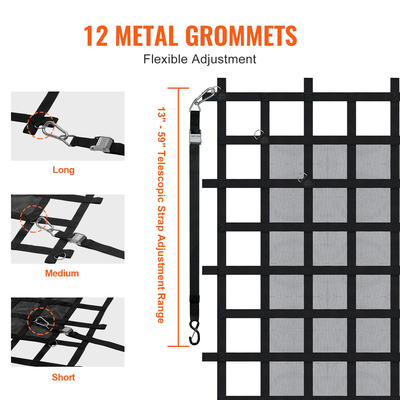 Δίχτυ φορτίου VEVOR Δίχτυ φορτίου βαρέως τύπου 72&quot; x 57&quot; Ρυθμιζόμενες πόρπες &amp; γάντζοι S