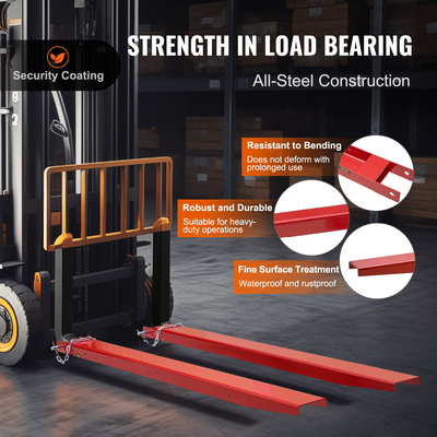 Επεκτάσεις περονιού VEVOR Pallet, 72" Μήκος 4,5" Πλάτος, Επεκτάσεις περονοφόρου από ανθρακούχο χάλυβα βαρέως τύπου για περονοφόρα ανυψωτικά οχήματα, 1 ζεύγος προεκτάσεις περονοφόρου με καρφίτσες, εξαρτήματα περονοφόρου περονοφόρου για περονοφόρα, κόκκινο