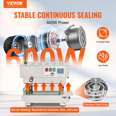 VEVOR Continuous Bag Band Sealing Machine Vertical Band Sealer από ανοξείδωτο χάλυβα