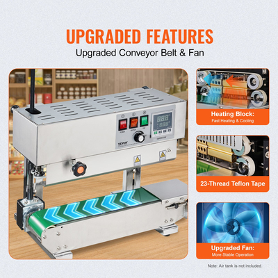 VEVOR Continuous Bag Band Sealing Machine Vertical Band Sealer από ανοξείδωτο χάλυβα