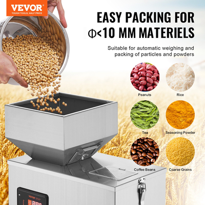 VEVOR Powder Filling Machine, 0,002-0,44lbs/1-200g, Automatic Intelligent Particle Weighting Filling Machine, Bottle Bag Powder Filler Particle Dispenser for Tea Seeds Grains Powder Flour Beans Glitter