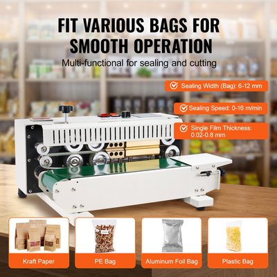 VEVOR Continuous Bag Band Sealing Machine Λειτουργία μέτρησης οριζόντιας σφραγιστικής ζώνης
