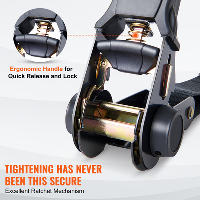 Ιμάντες δεσίματος καστάνιας VEVOR (4PK), Μέγιστη αντοχή θραύσης 2200 λίβρες, Περιλαμβάνει 4 κορδόνια Premium 1&quot; x 15&#039; με λαβές με επένδυση, για μετακίνηση ασφάλισης φορτίου, συσκευών, εξοπλισμού γκαζόν, μοτοσικλέτας