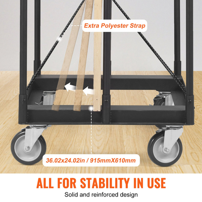 Καρότσι VEVOR Drywall Cart, 1500 LBS Panel Dolly Cart με 36,02" x 24,02" κατάστρωμα και 5" περιστρεφόμενους τροχούς, βαρέως τύπου καροτσάκι φύλλου γυψοσανίδας, πάνελ τοίχου χειρισμού, λαμαρίνα, ξυλεία, για γκαράζ, σπίτι, αποθήκη