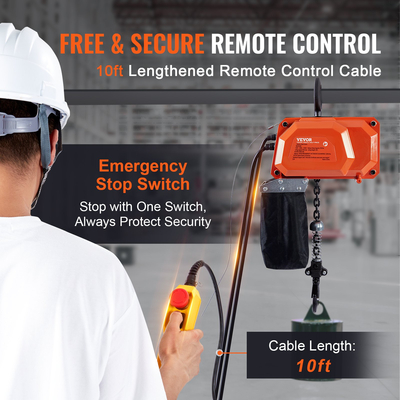 VEVOR Electric Chain Hoist Μονοφασικό ανυψωτικό γερανού 330 lbs Φορτίο 10 ft Ανύψωση