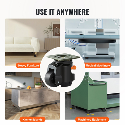 Ροδάκια ισοπέδωσης VEVOR, Σετ 4, 2200 lbs Συνολική χωρητικότητα φόρτωσης, 2,5 ίντσες, Βαρέως τύπου με αναβαθμισμένη σχεδίαση λαβής, περιστρεφόμενοι τροχοί 360 μοιρών, ρυθμιζόμενοι τροχοί με πόδια για πάγκο εργασίας, Μηχ.