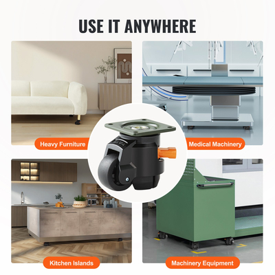 Ροδάκια ισοπέδωσης VEVOR, Σετ 4, 1100 lbs Συνολική χωρητικότητα φορτίου, 2 ίντσες, Βαρέως τύπου με αναβαθμισμένη σχεδίαση λαβής, περιστρεφόμενοι τροχοί 360 μοιρών, ρυθμιζόμενοι τροχοί με πόδια για πάγκο εργασίας, Μηχ.