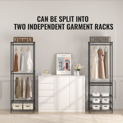 Βάση ρούχων VEVOR Heavy Duty, ράφι ρούχων κυλιόμενο με 4 ράβδους κρεμάσματος &amp; 8 επίπεδα αποθήκευσης, προσαρμοσμένη προσαρμοσμένη βάση ντουλάπας, ανεξάρτητη ντουλάπα για κρεμαστά ρούχα, χωρητικότητα 800 λίβρες