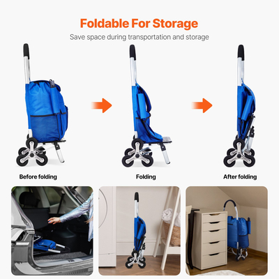 VEVOR Σκάλα αναρρίχησης Πτυσσόμενο καλάθι αγορών 36L με τσάντα αποθήκευσης 6 τροχών