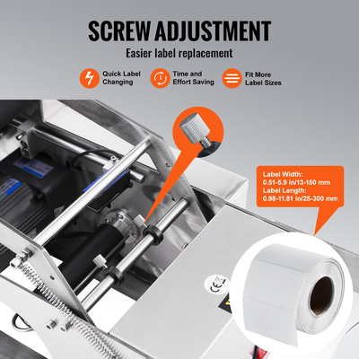 VEVOR MT-50 Ημιαυτόματη μηχανή ετικετών στρογγυλής φιάλης, ρυθμιζόμενη συσκευή ετικετών φιαλών 50pcs/min Εφαρμογή ετικετών για μπουκάλια 12-90mm