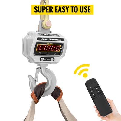 VEVOR 5000kg 11000lbs Ψηφιακή ζυγαριά γερανού Βαρέως τύπου ζυγαριά γερανού Βιομηχανική ψηφιακή κρεμαστή ζυγαριά βάρους LED