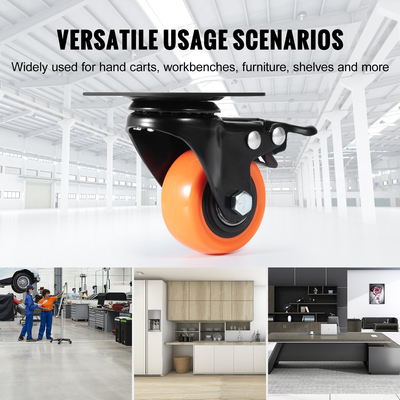 Τροχοί VEVOR Caster, Περιστρεφόμενοι τροχοί 2 ιντσών, Σετ 4, με διπλό κλείδωμα ασφαλείας, χωρίς θόρυβο, ζάντες PVC, βαρέως τύπου 150 lbs χωρητικότητα φόρτωσης ανά τροχό, τροχοί χωρίς σήμανση για έπιπλα καρότσου Πάγκος εργασίας