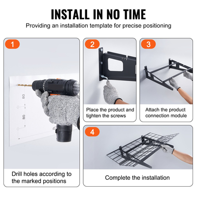 Ράφια αποθήκευσης VEVOR Garage, 2 Pack, 4 x 2 ft Ράφια γκαράζ βαρέως τύπου Επιτοίχια, χωρητικότητα φόρτωσης 500 lbs (Συνολική) Πλωτά ράφια αποθήκευσης γκαράζ, Κατάλληλα για κατάστημα, υπόστεγο, αποθήκευση γκαράζ