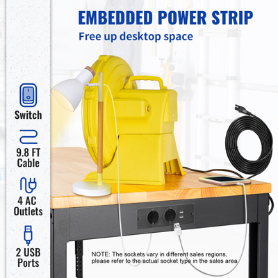 Τραπέζι πάγκου εργασίας VEVOR ρυθμιζόμενου ύψους 61&quot;L x 20&quot;W με πρίζα