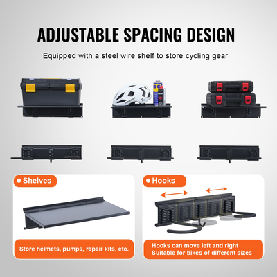 Βάση αποθήκευσης ποδηλάτου VEVOR Βάση τοίχου σε γκαράζ και 3 ράφια για 6 ποδήλατα