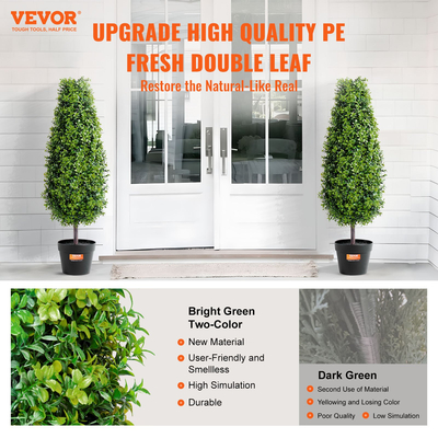 VEVOR 2 Pack 3&#039; Artificial Boxwood Topiary Tree Faux Plant UV Decor In/Outdoor