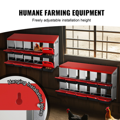 VEVOR 10 τμημάτων Chicken Nest Box Mental Box με κεκλιμένα κουτιά ένθεσης