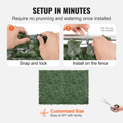 VEVOR Ivy Privacy Fence, Τεχνητή πράσινη οθόνη τοίχου 1830 x 2440 mm, Greenery Ivy Fence με διχτυωτό ύφασμα και ενισχυμένη άρθρωση, Faux Hedges Διακόσμηση αμπελόφυλλων για εξωτερικό κήπο, αυλή