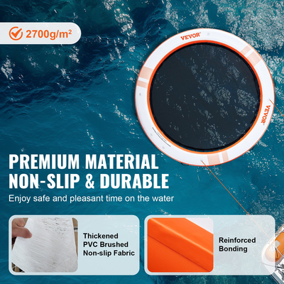 Φουσκωτή Πλωτή Αποβάθρα VEVOR, Πλατφόρμα φουσκωτής αποβάθρας ø8FT με πισίνα με πλέγμα τραμπολίνο ø5FT, αντιολισθητικό στρώμα νερού πλωτής πλατφόρμας με φορητή τσάντα &amp; αποσπώμενη σκάλα για χαλάρωση στην πισίνα στην παραλία