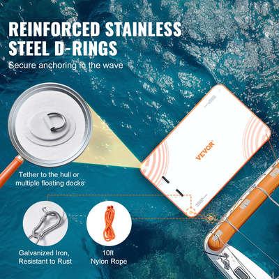 Φουσκωτή Πλωτή Αποβάθρα VEVOR, Πλατφόρμα φουσκωτής αποβάθρας 8 x 5 FT, Αντιολισθητικό υδάτινο πλωτό στρώμα αποβάθρας με φορητή τσάντα μεταφοράς &amp; αποσπώμενη σκάλα, πλωτή πλατφόρμα Island Raft για Πισίνα Beach Ocean